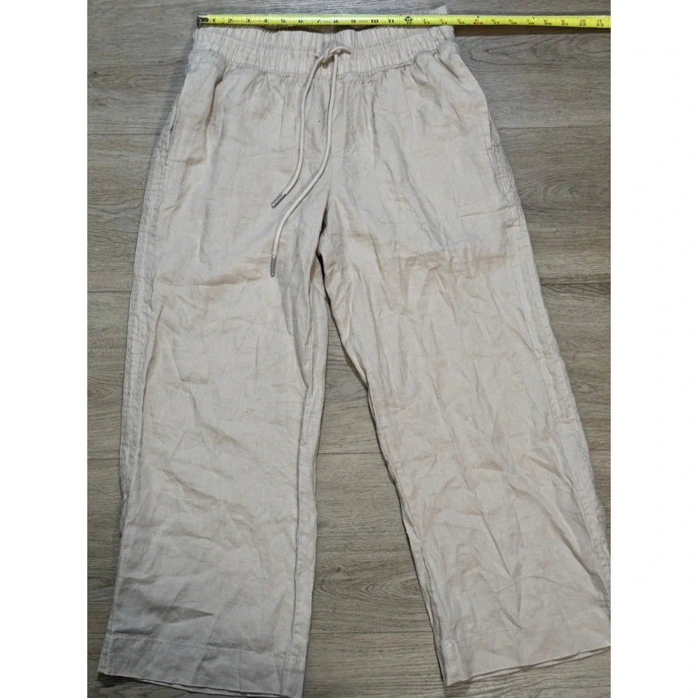 Quince European Linen Wide Leg Pants Beige Sand Drawstring Trousers SP/25